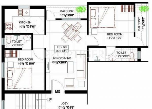 Oyester White Castle (2BHK+2T (926 sq ft) 926 sq ft)