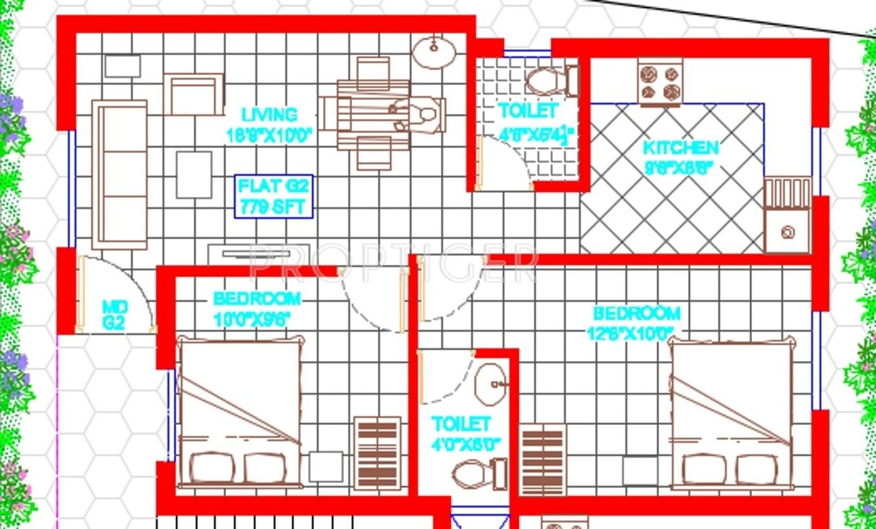 Oyester Aashirwad (2BHK+2T (779 sq ft) 779 sq ft)