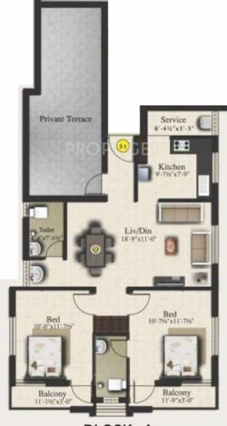 Amraa Haque Residency (2BHK+2T (1,018 sq ft) 1018 sq ft)