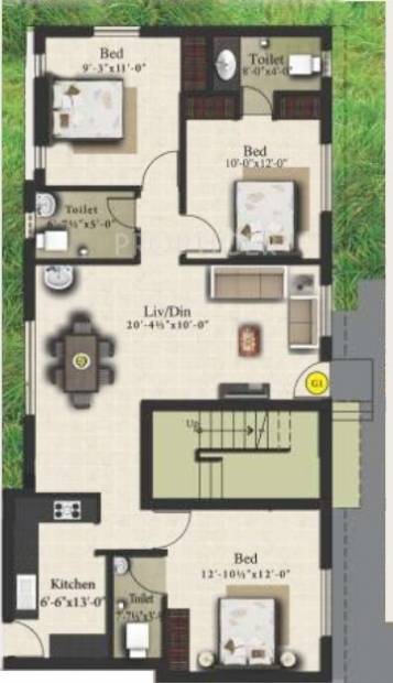 Amraa Haque Residency (3BHK+3T (1,134 sq ft) 1134 sq ft)
