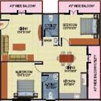 SV Mayfair (2BHK+2T (1,225 sq ft) 1225 sq ft)