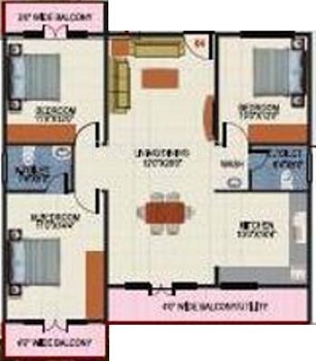 SV Mayfair (3BHK+3T (1,635 sq ft) 1635 sq ft)