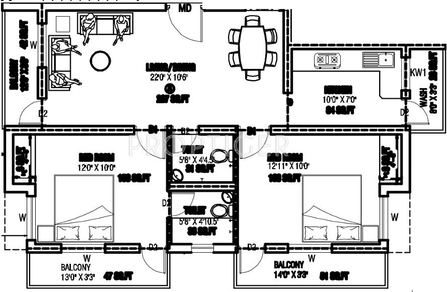 Mr Aishwarya (2BHK+2T (1,005 sq ft) 1005 sq ft)