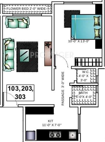 Ashapura Asha Paradise (1BHK+1T (655 sq ft) 655 sq ft)