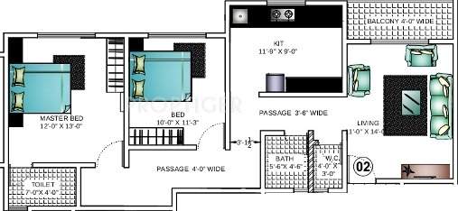 Ashapura Asha Paradise (2BHK+2T (1,055 sq ft) 1055 sq ft)