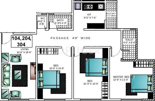 Ashapura Asha Paradise (3BHK+2T (1,245 sq ft) 1245 sq ft)