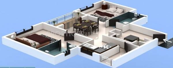 Mark Ventures Orchid Apartments Floor Plan (2BHK+2T)
