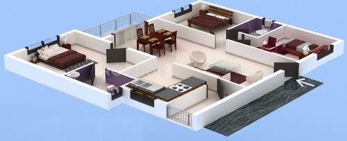 Mark Orchid Apartments (3BHK+3T (1,077 sq ft) 1077 sq ft)