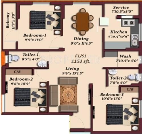 Mugundhan Dhanalakshmi Nest (3BHK+2T (1,153 sq ft) 1153 sq ft)