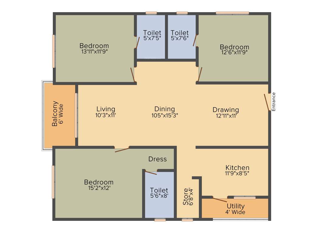 Omsree Green Front (3BHK+3T (1,835 sq ft) 1835 sq ft)