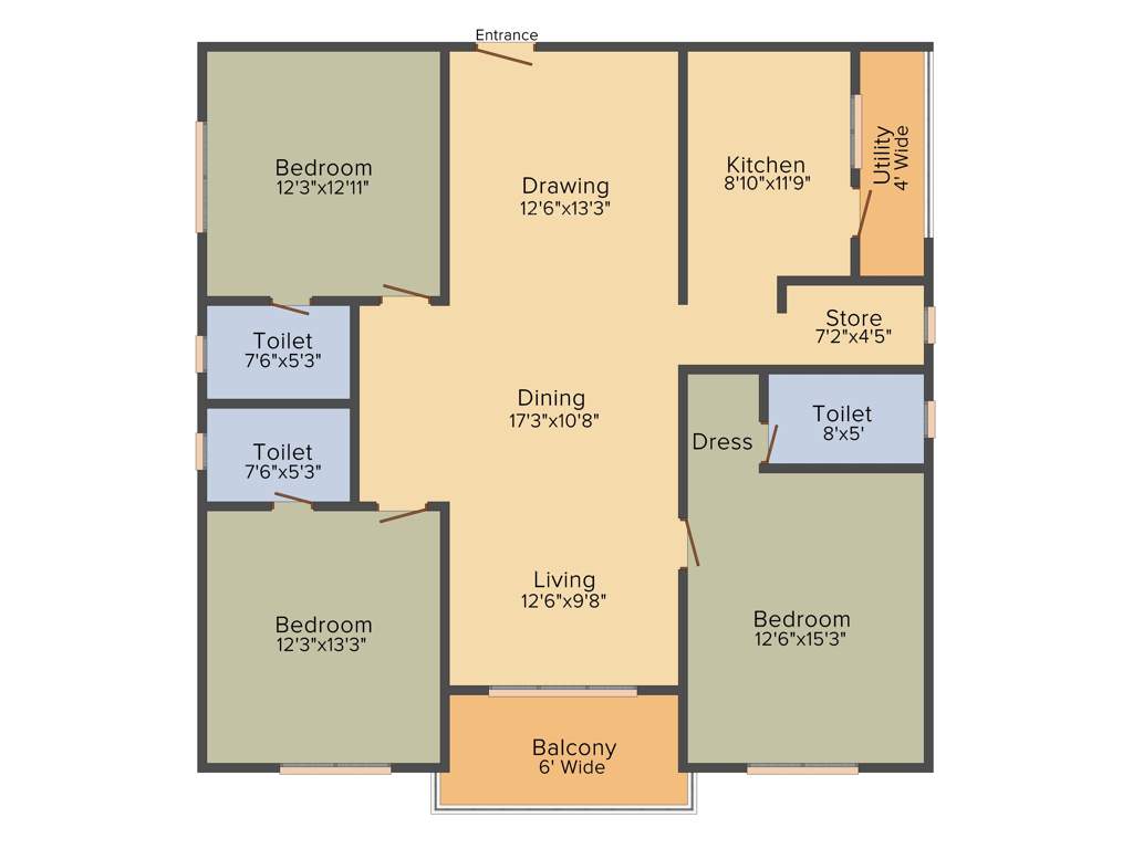 Omsree Green Front (3BHK+3T (1,961 sq ft) 1961 sq ft)