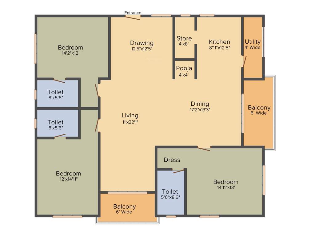Omsree Green Front (3BHK+3T (2,390 sq ft) + Pooja Room 2390 sq ft)