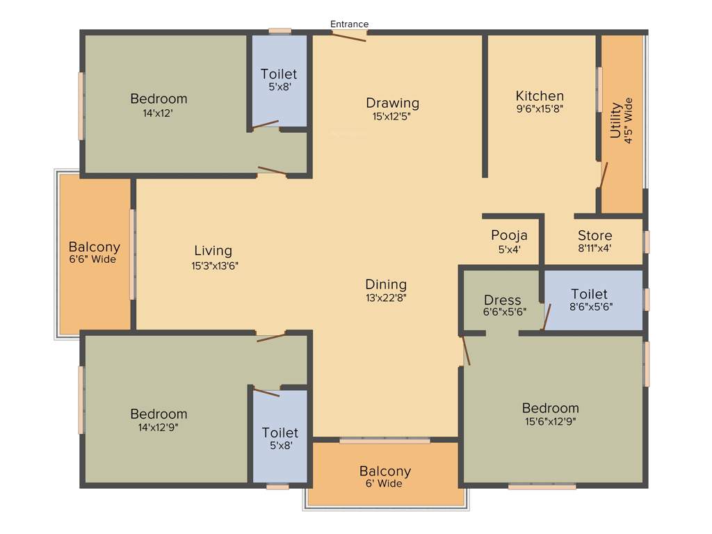 Omsree Green Front (3BHK+3T (2,612 sq ft) + Pooja Room 2612 sq ft)