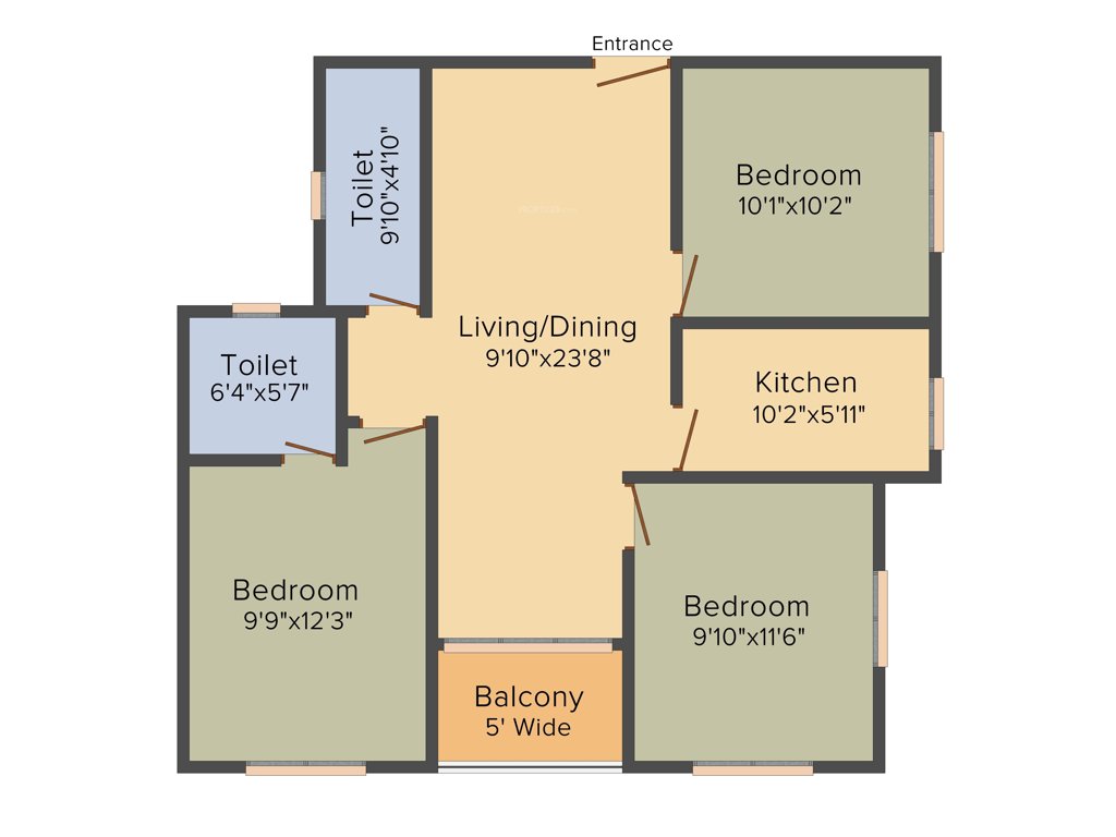 Aatreyee Indrakshinee (3BHK+2T (1,272 sq ft) 1272 sq ft)