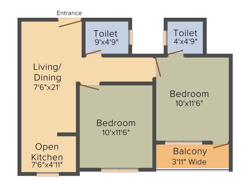 Aatreyee Trinoyanee (2BHK+2T (886 sq ft) 886 sq ft)