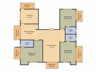 Sreerosh Caledenia (3BHK+3T (2,010 sq ft) 2010 sq ft)