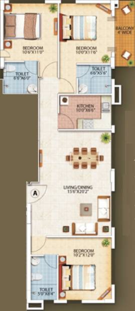 Oswal Orchard Residency (3BHK+3T (1,451 sq ft) 1451 sq ft)