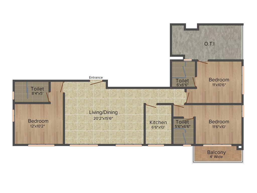 Oswal Orchard Residency (3BHK+3T (1,500 sq ft) 1500 sq ft)