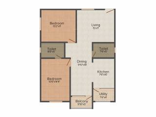 Mahaveer Fair Oaks (2BHK+2T (1,225 sq ft) 1225 sq ft)