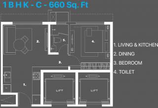 Radius Anantya (1BHK+1T (660 sq ft) 660 sq ft)