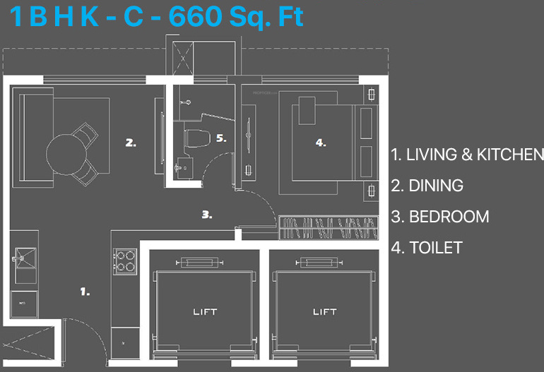 Radius Anantya (1BHK+1T (660 sq ft) 660 sq ft)