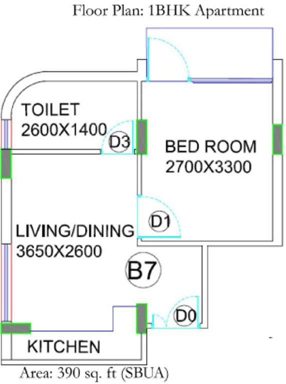 BGA Amrita Awas (1BHK+1T (390 sq ft) 390 sq ft)