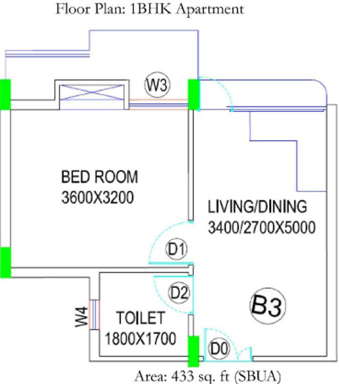 BGA Amrita Awas (1BHK+1T (433 sq ft) 433 sq ft)