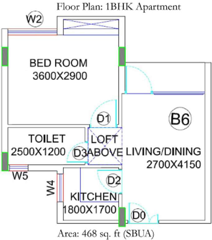 BGA Amrita Awas (1BHK+1T (468 sq ft) 468 sq ft)
