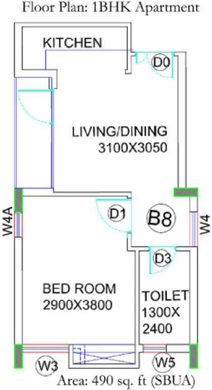 BGA Amrita Awas (1BHK+1T (490 sq ft) 490 sq ft)