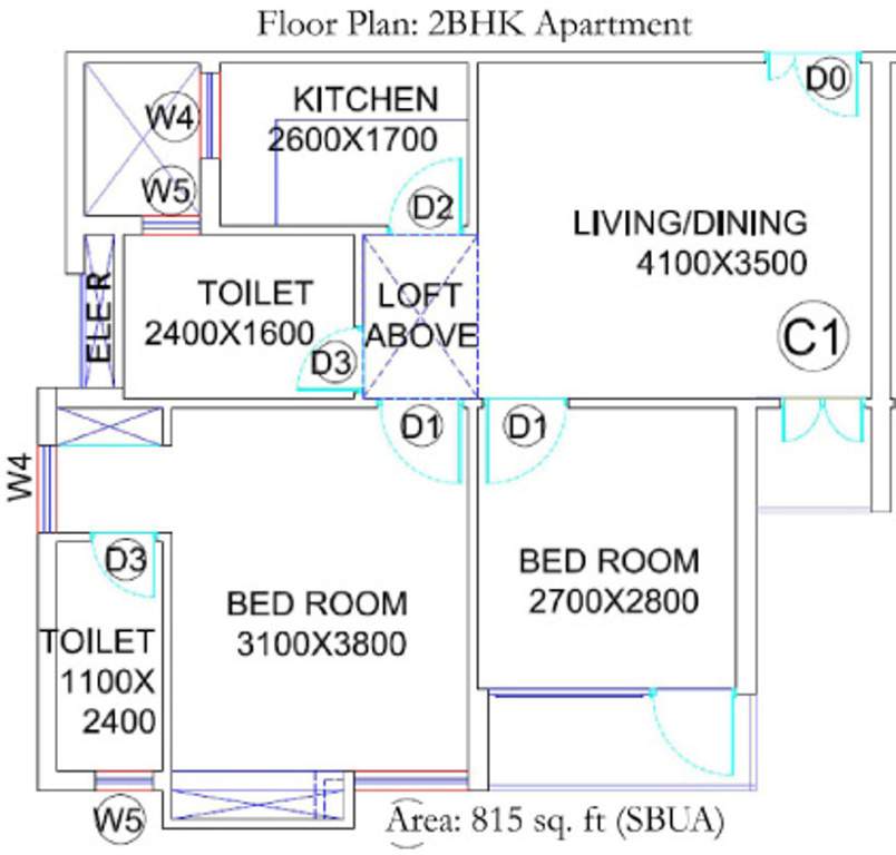 BGA Amrita Awas (2BHK+2T (815 sq ft) 815 sq ft)