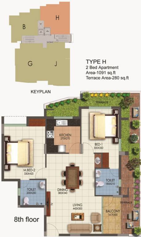 Chevron Royal Woods (2BHK+2T (1,091 sq ft) 1091 sq ft)
