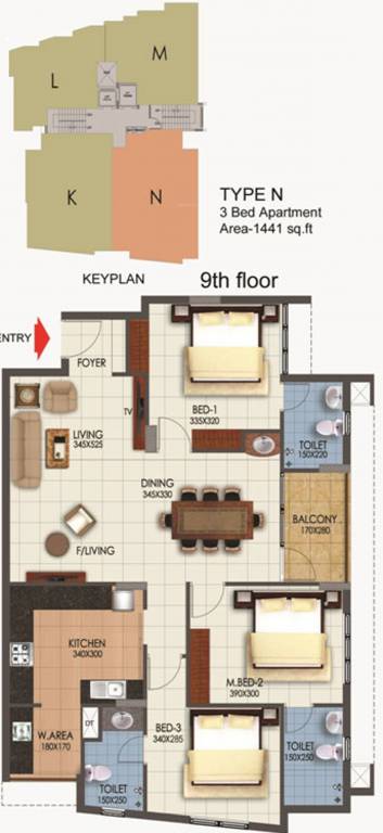 Chevron Royal Woods (3BHK+3T (1,441 sq ft) 1441 sq ft)
