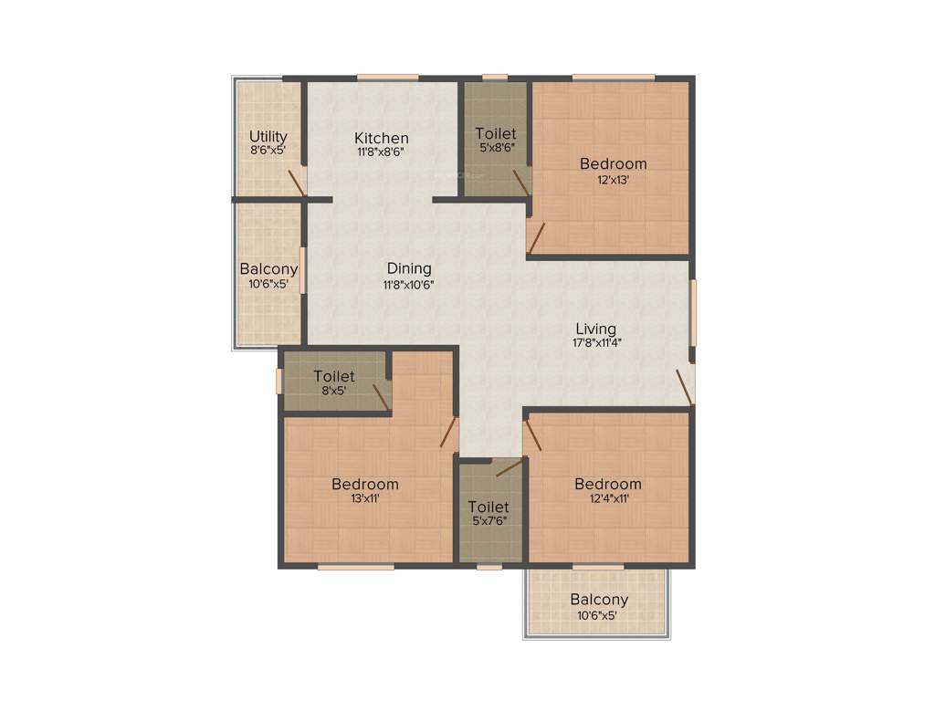 Mahaveer Fair Oaks (3BHK+2T (1,650 sq ft) 1650 sq ft)