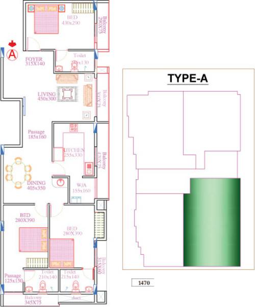 Dream IBIZA (3BHK+3T (1,470 sq ft) 1470 sq ft)
