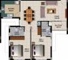 Coral Group Sanrock Heritage Floor Plan (2BHK+2T (1,086 sq ft) 1086 sq ft)