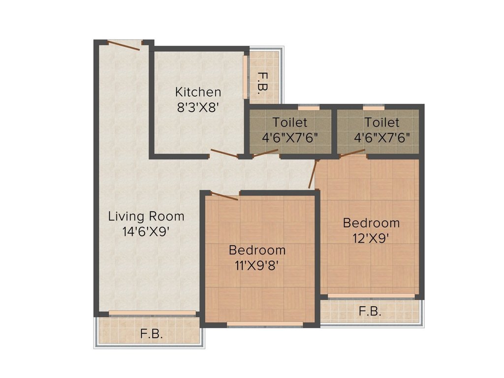 SP Krishna Aangan Complex (2BHK+2T (951 sq ft) 951 sq ft)