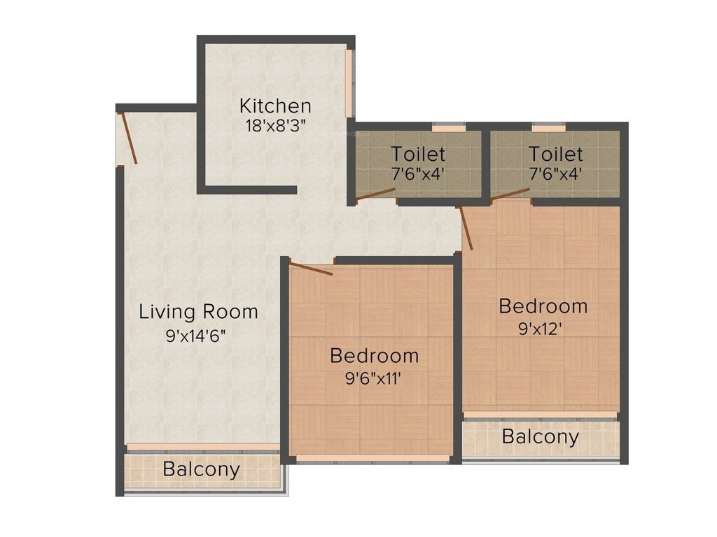 SP Krishna Aangan Complex (2BHK+2T (911 sq ft) 911 sq ft)