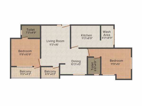 Beacon Sky (2BHK+2T (1,164 sq ft) 1164 sq ft)