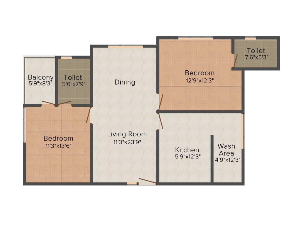 Beacon Sky (2BHK+2T (1,263 sq ft) 1263 sq ft)