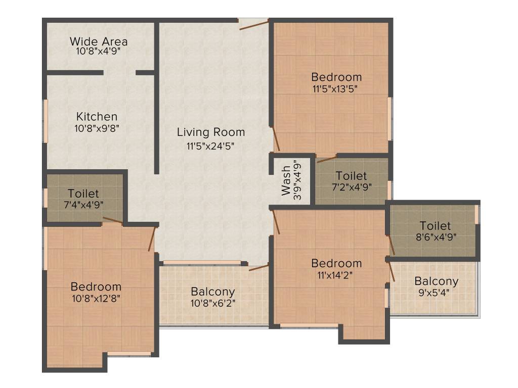 Beacon Sky (3BHK+3T (1,592 sq ft) 1592 sq ft)