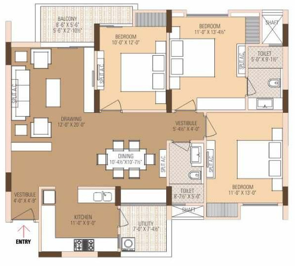 Ashadeep Ananta Jagat (3BHK+2T (1,285 sq ft) 1285 sq ft)