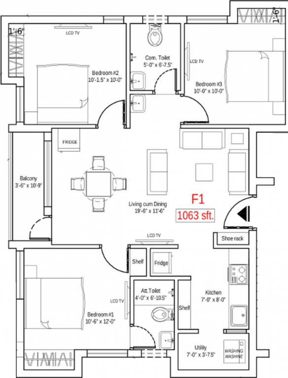 Ample Sanas Enclave (3BHK+2T (1,063 sq ft) 1063 sq ft)