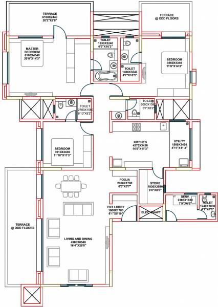 Venus Nishigandh (3BHK+4T (2,745 sq ft) + Servant Room 2745 sq ft)