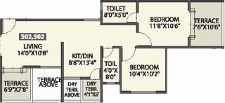 Akruti Sierra (2BHK+2T (1,159 sq ft) 1159 sq ft) Akruti Sierra (2BHK+2T (1,159 sq ft) 1159 sq ft)