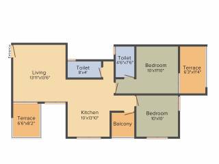 Akruti Saundrya (2BHK+2T (1,054 sq ft) 1054 sq ft)