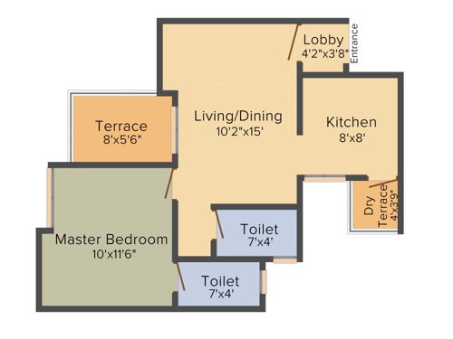 Shubh Ganesh Spring Valley (1BHK+2T (667 sq ft) 667 sq ft)