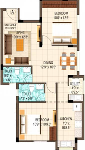 Geeyam Aikya (2BHK+2T (1,093 sq ft) 1093 sq ft)