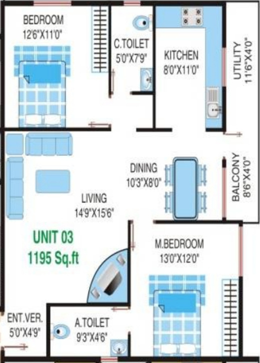 Mahaghar Vajra (2BHK+2T (1,195 sq ft) 1195 sq ft) Mahaghar Vajra (2BHK+2T (1,195 sq ft) 1195 sq ft)