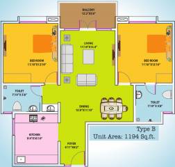 Subiksha Construction Courette (2BHK+2T (1,194 sq ft) 1194 sq ft) Subiksha Construction Courette (2BHK+2T (1,194 sq ft) 1194 sq ft)