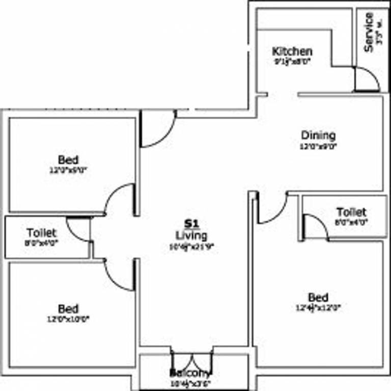 Anirudh Alwarthirunagar (3BHK+2T (1,310 sq ft) 1310 sq ft)